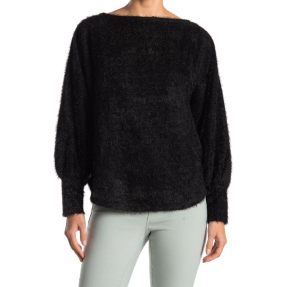 STATUS by Chenault Eyelash Knit Pullover Sweater, Black, Medium